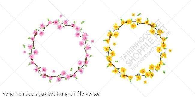 vong mai dao ngay tet trang tri file vector